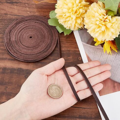 GORGECRAFT 197 Inch 0.4"/10mm Dark Brown Genuine Leather Strap Full Grain Belt Blank Strips Flat Leather Cord for Jewelry Making DIY Craft Sewing Projects Belts Keychains in Kuwait
