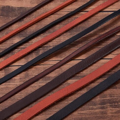 GORGECRAFT 197 Inch 0.4"/10mm Dark Brown Genuine Leather Strap Full Grain Belt Blank Strips Flat Leather Cord for Jewelry Making DIY Craft Sewing Projects Belts Keychains in Kuwait