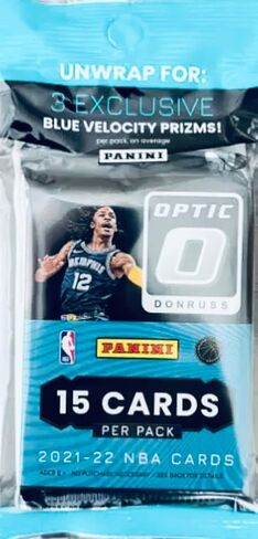 Panini 2021/22 Donruss Optic Basketball NBA Cello Pack with Blue Velocity Parallels - 15 Trading Cards Total in Saudi Arabia