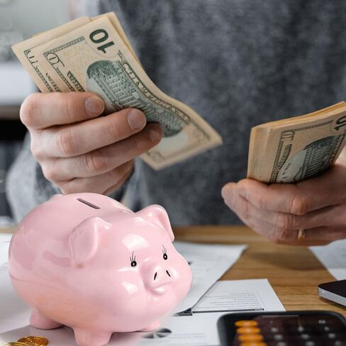 PIG WORLD Piggy Bank للبالغين، الأولاد Piggy Bank Girls، بنك التزامن، السيراميك، المال الآمن لتوفير النقود، Alcancias De Dinero para Adultos Niños، بنك توفير المال للأطفال، وعاء عداد العملات المعدنية، وعاء المال in Kuwait