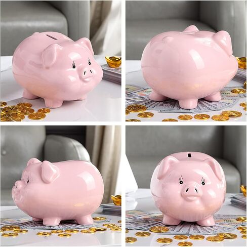 PIG WORLD Piggy Bank للبالغين، الأولاد Piggy Bank Girls، بنك التزامن، السيراميك، المال الآمن لتوفير النقود، Alcancias De Dinero para Adultos Niños، بنك توفير المال للأطفال، وعاء عداد العملات المعدنية، وعاء المال in Kuwait