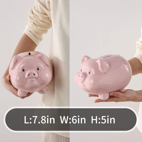 PIG WORLD Piggy Bank للبالغين، الأولاد Piggy Bank Girls، بنك التزامن، السيراميك، المال الآمن لتوفير النقود، Alcancias De Dinero para Adultos Niños، بنك توفير المال للأطفال، وعاء عداد العملات المعدنية، وعاء المال in Kuwait