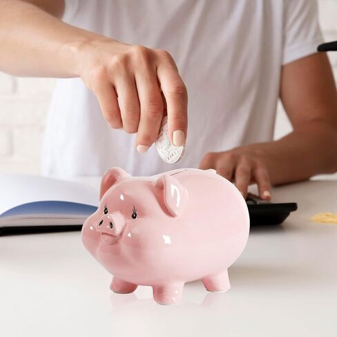 PIG WORLD Piggy Bank للبالغين، الأولاد Piggy Bank Girls، بنك التزامن، السيراميك، المال الآمن لتوفير النقود، Alcancias De Dinero para Adultos Niños، بنك توفير المال للأطفال، وعاء عداد العملات المعدنية، وعاء المال in Kuwait