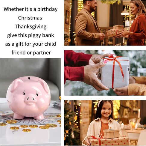PIG WORLD Piggy Bank للبالغين، الأولاد Piggy Bank Girls، بنك التزامن، السيراميك، المال الآمن لتوفير النقود، Alcancias De Dinero para Adultos Niños، بنك توفير المال للأطفال، وعاء عداد العملات المعدنية، وعاء المال in Kuwait