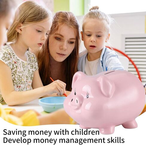 PIG WORLD Piggy Bank للبالغين، الأولاد Piggy Bank Girls، بنك التزامن، السيراميك، المال الآمن لتوفير النقود، Alcancias De Dinero para Adultos Niños، بنك توفير المال للأطفال، وعاء عداد العملات المعدنية، وعاء المال in Kuwait