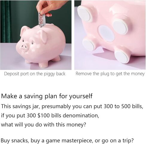 Ceramics Piggy Bank for Kids,Girls Piggy Bank for Adults,Piggy Bank for Boys,Alcancias De Dinero para Adultos Niños,Money Box for Cash Gift,Tip Jar,Coin Bank,Real Money Safe for Cash Saving… in Kuwait