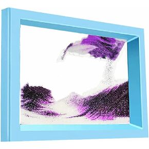 FUNJIA Moving Sand Art Picture, 3D Deep Sea Sandscape in Motion Display, Flowing Sand Art Decor for Sensory Calming Fidget, Desktop Home Office Work Decor (Pink)