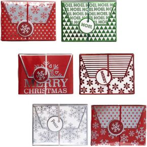 صناديق حامل بطاقات هدايا الكريسماس مع ختم من الرقائق المعدنية (مجموعة من 6 قطع) in Kuwait