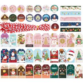 ADARRO 100PCS Christmas Gift Wrap Tags with String, Xmas Santa to/from Gift Tags for Christmas Tree Hanging DIY Homemade Holiday Present Wrap Name Tag Label in Kuwait