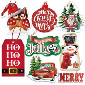 Christmas Name Tags with Untied String 60 Count(15 Assorted Glitter, Foil, Printed Designs for Xmas Holiday Present Wrapping)…