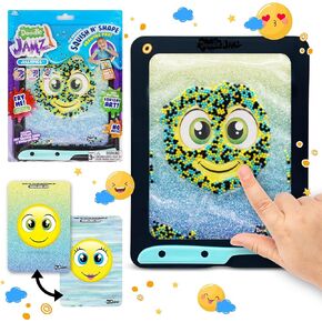 Sky Castle DoodleJamz JellyPics - Sensory Drawing Pads Filled with Non-Toxic Squishy Beads and Gel – Includes Stylus, Removable 2-Sided Emoji Backer Card (Black, Cyan, Yellow Beads)