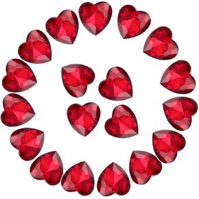Crystal Rhinestones 50pcs AB Crystals Point Back Heart Glass Rhinestone for DIY Crafts Jewelry Making,12mm,Red