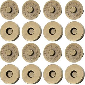 20 Set Magnetic Snaps, Purse Magnetic Bag Fastener Clasp Magnetic Button Replacement Kit for Sewing, DIY Craft, Purses, Bags, Clothes, Leather (Bronze 18MM)