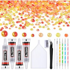 Mckanti B7000 Rhinestone Clear Glue and 2800 Pcs Rhinestones for Crafts, 5 Sizes Rhinestones Set with 50ml Glue 5Dotting Pens Wax Pencil Tweezers, Rhinestones Kit for Nails Clothes Shoes.(Clear+Red) in Kuwait
