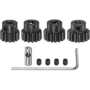 uxcell M1 Mod1 Pinion Gear Set 5mm Shaft 13T 14T 15T 16T Motor Gears Hardened Steel Pinion Gear with 3.17mm Coupler for RC Car (4pcs) in Kuwait