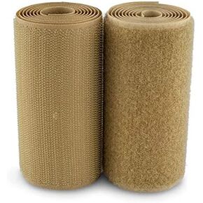 4 Inch Wide Beige Sew on Hook and Loop Tape Non-Adhesive 1 Yd Length Beige Nylon Hook Loop Tape Fabric Fastener Set for Military Form Bags Clothes Shoes Backpacks DIY Craft