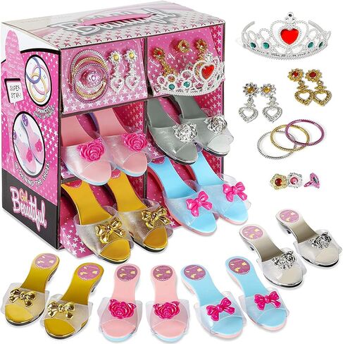 fash n kolor Princess Dress Up and Play Shoe and Jewelry Boutique with Fashion Accessories for Girls Dress Up, Age 3-10 yrs Old Red/Purple in Kuwait