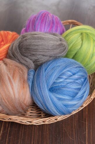 Multi Colored Natural Wool roving, 1 lb. Best Wool for Needle Felting, Wet Felting, handcrafts and Spinning. (Dawn, 1lb) in Kuwait