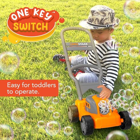 ألعاب جزازة العشب الفقاعية للأطفال الصغار: ماكينة تهذيب الحشائش الخارجية للأطفال تعمل بالضغط التلقائي للفقاعات للأعمار من 2 3 2-4 سنوات من الأولاد والبنات | هدايا عيد ميلاد الصيف خارج الفناء الخلفي لعبة ما قبل المدرسة للأطفال الصغار 3 4 5 6 سنوات in Kuwait