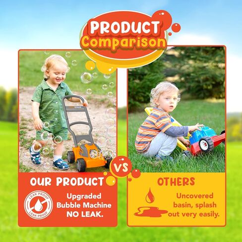 ألعاب جزازة العشب الفقاعية للأطفال الصغار: ماكينة تهذيب الحشائش الخارجية للأطفال تعمل بالضغط التلقائي للفقاعات للأعمار من 2 3 2-4 سنوات من الأولاد والبنات | هدايا عيد ميلاد الصيف خارج الفناء الخلفي لعبة ما قبل المدرسة للأطفال الصغار 3 4 5 6 سنوات in Kuwait