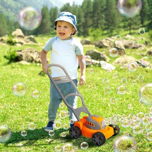 ألعاب جزازة العشب الفقاعية للأطفال الصغار: ماكينة تهذيب الحشائش الخارجية للأطفال تعمل بالضغط التلقائي للفقاعات للأعمار من 2 3 2-4 سنوات من الأولاد والبنات | هدايا عيد ميلاد الصيف خارج الفناء الخلفي لعبة ما قبل المدرسة للأطفال الصغار 3 4 5 6 سنوات in Kuwait