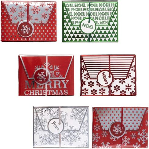 صناديق حامل بطاقات هدايا الكريسماس مع ختم من الرقائق المعدنية (مجموعة من 6 قطع) in Kuwait