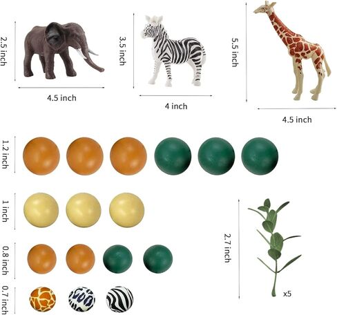 24 PCS Safari Jungle Animal Cake Toppers with Colorful Balls Cake Decorations for Wild Themed Birthday Oh Baby Party Supplies in Kuwait