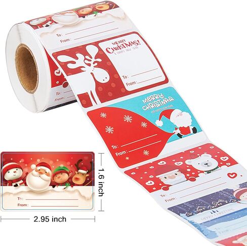 300 PCS Christmas Gift Tags,Christmas Stickers,Self Adhesive Name Tags Christmas Wrapping Paper Stickers with 6 Designs Write On Then Peel & Presents in Kuwait