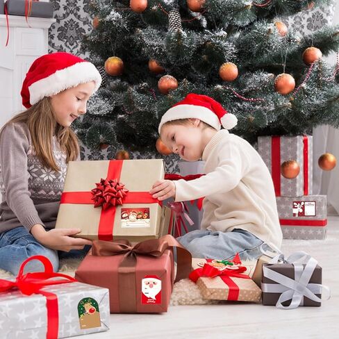 300 PCS Christmas Gift Tags,Christmas Stickers,Self Adhesive Name Tags Christmas Wrapping Paper Stickers with 6 Designs Write On Then Peel & Presents in Kuwait