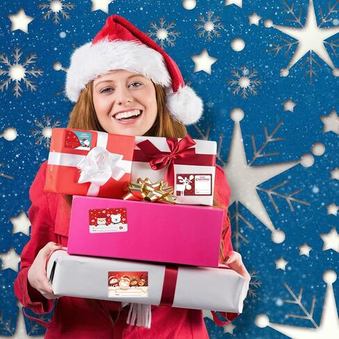 300 PCS Christmas Gift Tags,Christmas Stickers,Self Adhesive Name Tags Christmas Wrapping Paper Stickers with 6 Designs Write On Then Peel & Presents in Kuwait