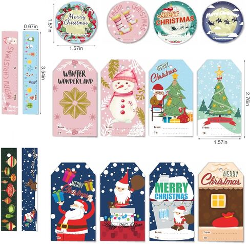 ADARRO 100PCS Christmas Gift Wrap Tags with String, Xmas Santa to/from Gift Tags for Christmas Tree Hanging DIY Homemade Holiday Present Wrap Name Tag Label in Kuwait