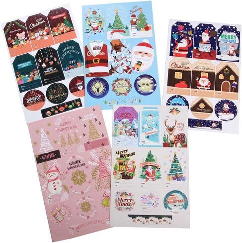 PintreeLand 100PCS Christmas Gift Tags with String, Xmas Santa Name Tags Label for Holiday Present Wrapping in Kuwait