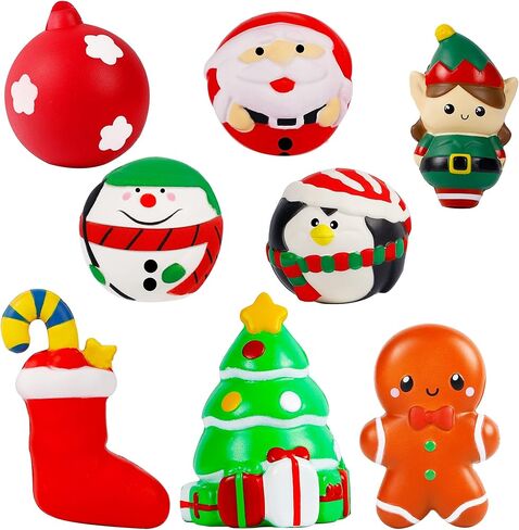 zcaukya عيد الميلاد اسفنجي اللعب، 8 حزمة جامبو اسفنجي مجموعة ألعاب بطيئة الارتفاع، عيد الميلاد تخفيف التوتر ألعاب حسية لطيف للبنين الفتيات خدعة أو علاج لوازم الحفلات in Kuwait