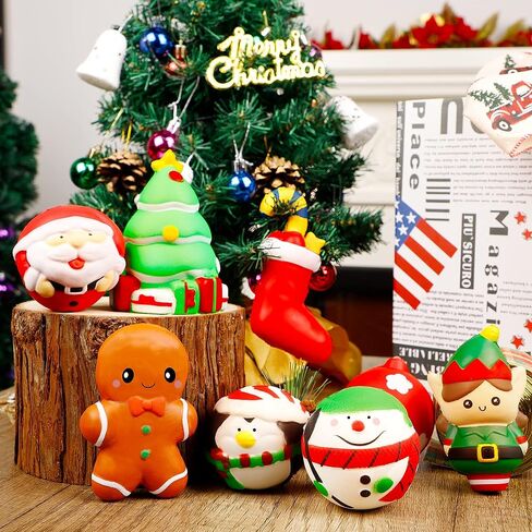 zcaukya عيد الميلاد اسفنجي اللعب، 8 حزمة جامبو اسفنجي مجموعة ألعاب بطيئة الارتفاع، عيد الميلاد تخفيف التوتر ألعاب حسية لطيف للبنين الفتيات خدعة أو علاج لوازم الحفلات in Kuwait