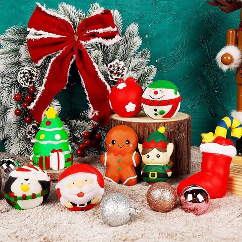 zcaukya عيد الميلاد اسفنجي اللعب، 8 حزمة جامبو اسفنجي مجموعة ألعاب بطيئة الارتفاع، عيد الميلاد تخفيف التوتر ألعاب حسية لطيف للبنين الفتيات خدعة أو علاج لوازم الحفلات in Kuwait