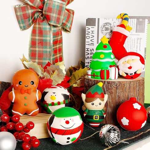 zcaukya عيد الميلاد اسفنجي اللعب، 8 حزمة جامبو اسفنجي مجموعة ألعاب بطيئة الارتفاع، عيد الميلاد تخفيف التوتر ألعاب حسية لطيف للبنين الفتيات خدعة أو علاج لوازم الحفلات in Kuwait