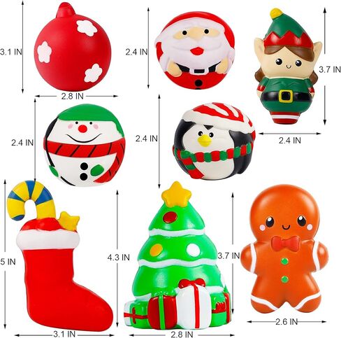 zcaukya عيد الميلاد اسفنجي اللعب، 8 حزمة جامبو اسفنجي مجموعة ألعاب بطيئة الارتفاع، عيد الميلاد تخفيف التوتر ألعاب حسية لطيف للبنين الفتيات خدعة أو علاج لوازم الحفلات in Kuwait