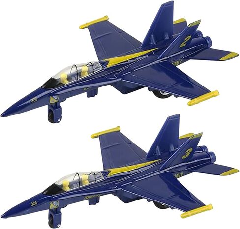 طائرة نفاثة زرقاء من آرت كرييتيفيتي جامبو داي كاست F-18 زرقاء مع آلية سحب الظهر، مجموعة من قطعتين، ألعاب طائرة مقاتلة معدنية مصبوبة للصبيان وديكورات للكيك العسكرية، هدايا حفلات الطيران in Saudi Arabia