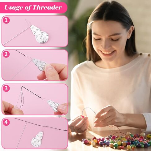 ASTER 2 Pieces Curved Beading Needles with 1pc Bead Needle Threader, 4 Inch Curved Big Eye Beading Needles and 7.5 Inch Curved Bead Spinner Needle for DIY Beading Jewelry Making Crafts in Saudi Arabia