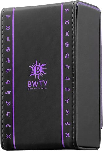 BWTY أطيب التمنيات لك حامل بطاقات التارو، حافظة/صندوق بطاقات التارو الجلدي، مناسب لبطاقات التارو ذات الحجم القياسي (2.75 بوصة × 4.75 بوصة) - تصميم مرحلة القمر (أرجواني) in Kuwait