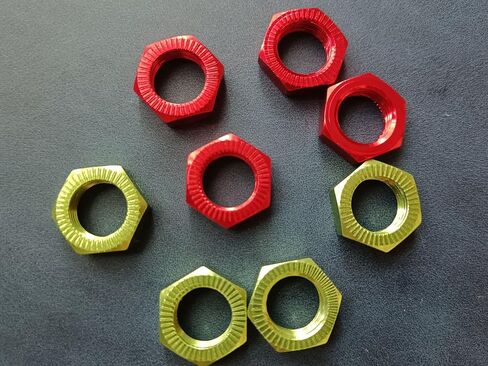 صواميل عجلة ألومنيوم RC 17 مم خيط 1.0 مم لـ RC ARRMA HSP AXIAL FS HIMOTO Redcat أجزاء القفز المطورة 8 قطع/مجموعة (أحمر) in Kuwait