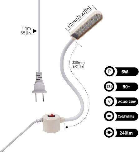 Bonlux Sewing Machine Light, 30 LEDs Flexible Gooseneck Work Light with Magnetic Mounting Base, 6W Portable Work Lamp for Workbench Lathe Drill Presses (2-Pack) in Kuwait