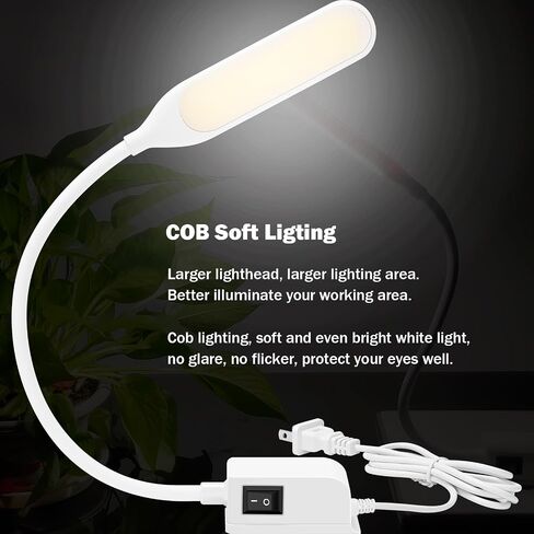 HengBo LED Sewing Machine Light, 6000K Daylight Magnetic Mounting Base Workbench Light with Long Gooseneck Work Lamp for Sewing Machine 3D Printer Drill Press Lathe Grinder - White in Kuwait