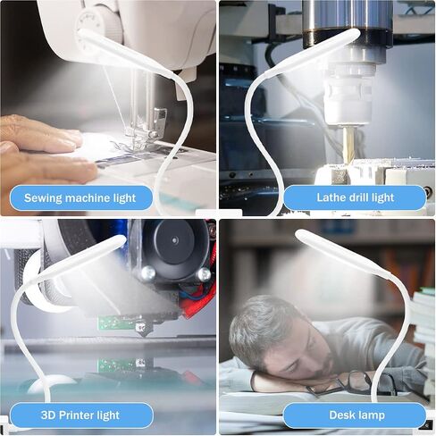 HengBo LED Sewing Machine Light, 6000K Daylight Magnetic Mounting Base Workbench Light with Long Gooseneck Work Lamp for Sewing Machine 3D Printer Drill Press Lathe Grinder - White in Kuwait