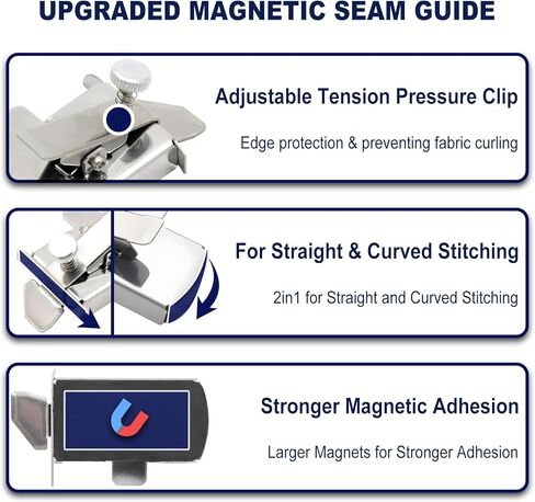 دليل التماس المغناطيسي لآلة الخياطة - دليل التماس المغناطيسي القابل للتعديل من RonJea مع مشبك، دليل الخياطة المغناطيسي لآلة الخياطة بالقدم، ملحقات لوازم الخياطة العالمية in Kuwait
