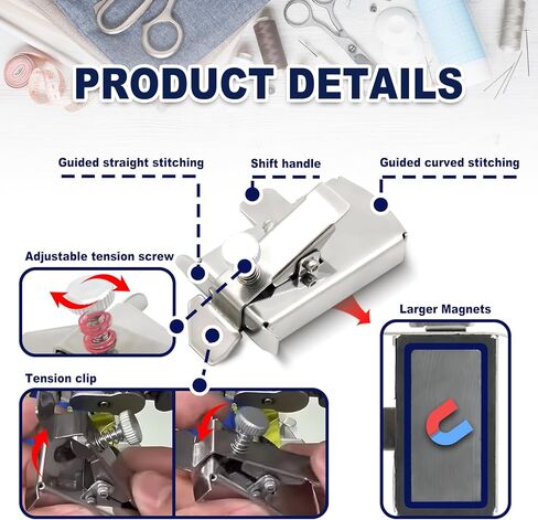 دليل التماس المغناطيسي لآلة الخياطة - دليل التماس المغناطيسي القابل للتعديل من RonJea مع مشبك، دليل الخياطة المغناطيسي لآلة الخياطة بالقدم، ملحقات لوازم الخياطة العالمية in Kuwait