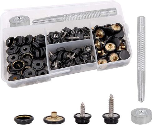 مين هوو مشابك براغي تثبيت، 120 قطعة من البراغي البحرية من الستانلس ستيل لغطاء القارب، مجموعة اصلاح غطاء قماش القارب للاثاث قماش القوارب، مع قطعتين من ادوات التثبيت in Kuwait