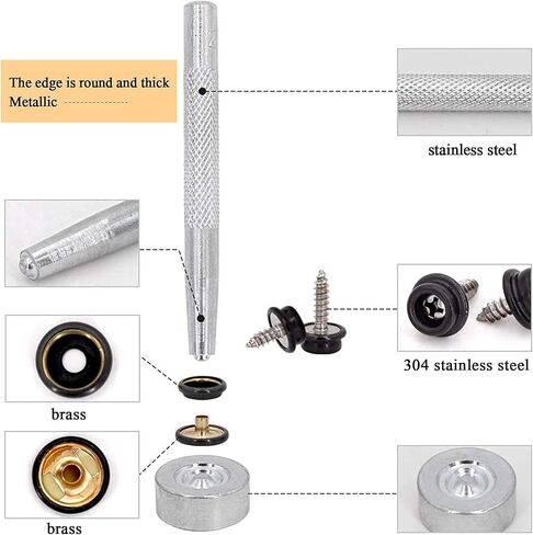 مين هوو مشابك براغي تثبيت، 120 قطعة من البراغي البحرية من الستانلس ستيل لغطاء القارب، مجموعة اصلاح غطاء قماش القارب للاثاث قماش القوارب، مع قطعتين من ادوات التثبيت in Kuwait