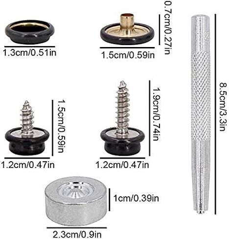 مين هوو مشابك براغي تثبيت، 120 قطعة من البراغي البحرية من الستانلس ستيل لغطاء القارب، مجموعة اصلاح غطاء قماش القارب للاثاث قماش القوارب، مع قطعتين من ادوات التثبيت in Kuwait