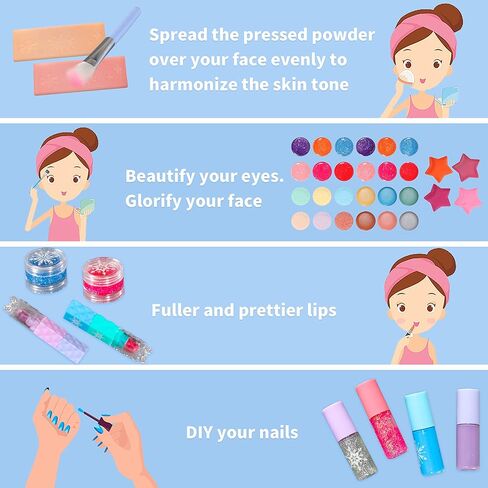 مجموعة مكياج للأطفال للفتيات - مجموعة مكياج بيلوتشيدو 45 قطعة قابلة للغسل مع حقيبة مستحضرات تجميل للأطفال من سن 3 إلى 5 سنوات، مجموعة مكياج للعب التظاهري هدية عيد ميلاد للفتيات بعمر 4-5 سنوات in Kuwait
